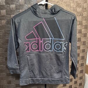 Adidas Charcoal Hoodie with Neon Logo